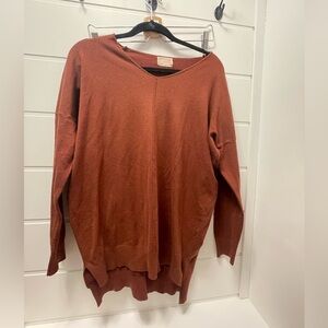 Dreamers By Debut Coffee V-Neck Front Seam Sweater